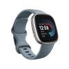Fitbit Versa 4 Smartwatch - Platinum Aluminum with Waterfall Blue Band