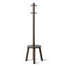 Umbra Pillar Stool with Built-In Coat Rack - Black/Walnut