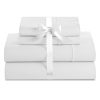 Cuddle Down Deluxe Impressions Collection Portuguese 100% Sateen Finish Cotton King 4 Piece Sheet Set - White