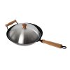 Joyce Chen Professional Series 14-Inch Carbon Steel Excalibur Nonstick Flat Bottom Wok Set with Lid and Maple Handles, 10 Pieces