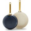 GreenPan Padova Reserve - Hard Anodized Healthy Ceramic Nonstick 10" and 12" Frying Pan Skillet Set - Twilight Blue