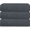 Cuddle Down PORTOFINO 100% Zero Twist Ring Spun Cotton Bath Towel Set of 3 - CHARCOAL
