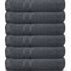 Cuddle Down PORTOFINO 100% Zero Twist Ring Spun Cotton Hand Towel Set of 6 - CHARCOAL