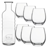 Luigi Bormioli Hydrosommelier Set 750ml OPTIMA water serving bottle and 6 PALACE Acqua Naturale Tumblers - 7 Piece Set - Made in Italy