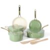 Martha Stewart Galway 10inPiece Ceramic Cookware Set in Sage