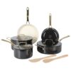 Martha Stewart Galway 10 Piece Ceramic Cookware Set in Black