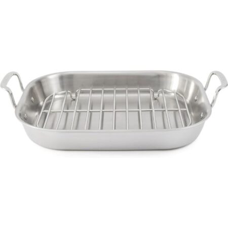 Martha Stewart 16-inch Triply Stainless Steel Roasting Pan with Flat Rack