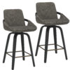 Worldwide Parker 26 Inch 2 x Swivel Counter Stools-Charcoal/Black