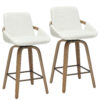 Worldwide Parker 26 Inch 2 x Swivel Counter Stools-Ivory/Whitewash