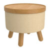 Worldwide Betsy Round Storage Ottoman w/Tray - Beige/Natural