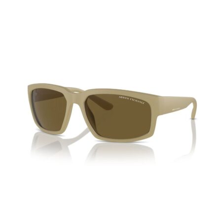 Armani Exchange Brown Rectangular Men's Sunglasses - Matte Beige