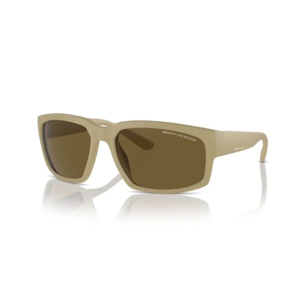 Armani Exchange Brown Rectangular Men's Sunglasses - Matte Beige