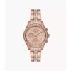 Relic By Fossil Womens Multi-Function Crystal Accent Rose Goldtone Bracelet Watch