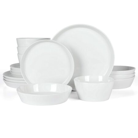 Martha Stewart Selma 16-Pc Round Porcelain Dinnerware Set-White