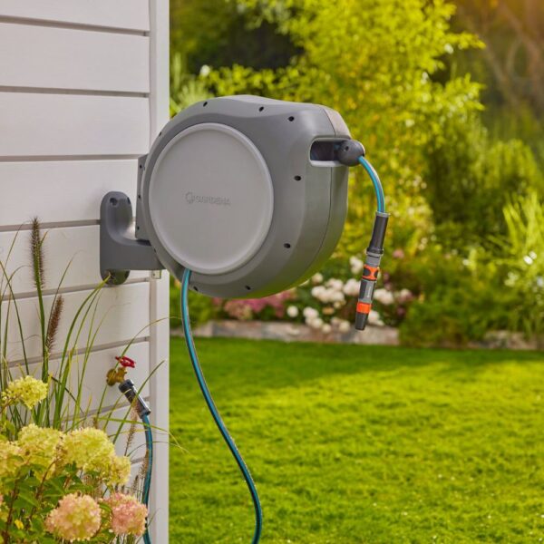 GARDENA Wall-Mounted Auto-Retractable Hose Reel (50 ft) - Image 2