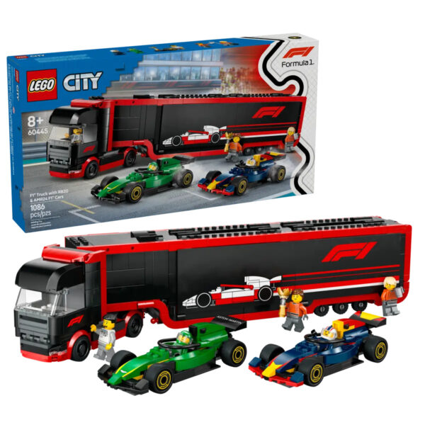 Lego City F1 Truck with RB20 & AMR24 F1 Cars playset - Image 2