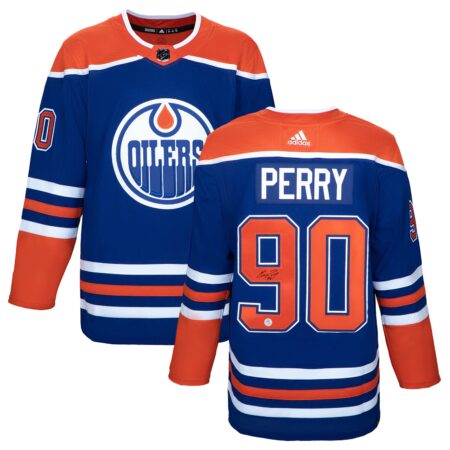 AJ Sports Corey Perry Autographed Edmonton Oilers Blue adidas Jersey