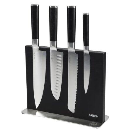Babish 5 Piece High Carbon SS Knife Set with Magnetic Stand
