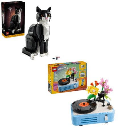 Lego® Ideas Tuxedo Cat Building Set & 3in1 Record Player with Flowers