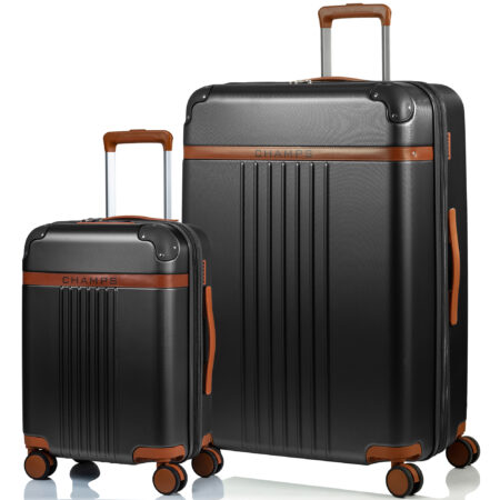 CHAMPS Vintage Collection 2 Pc hard side Expandable Luggage Set, Black