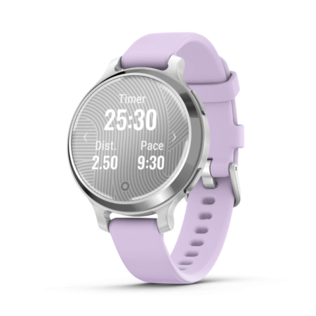 Garmin® Lily® 2 Active - Silver with Purple Jasmine Silicone Band
