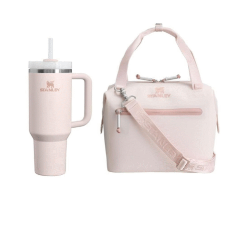 Stanley Quencher H2.0 FlowState 40oz Tumbler & All-Day Julienne Mini Cooler- Rose Quartz