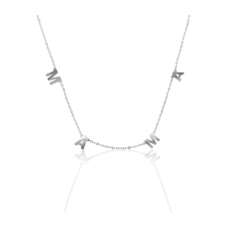 Dainty Diamond 10k White Gold Mama Letter Necklace