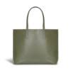 Champs Onyx Collection Leather Open Tote, Khaki