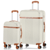 Champs Vintage Collection 2 Pc hard side Expandable Luggage Set, Ivory