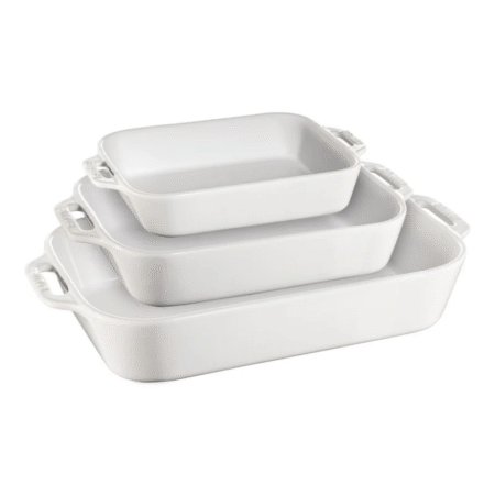 Staub 3 Piece Rectangular Ceramique Ovenware set - White