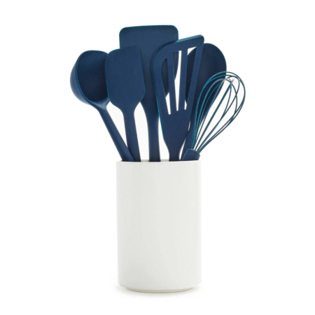 GreenPan 7 Piece Platinum Silicone Utensil & Crock Set - Blue