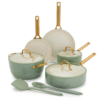 GreenPan Reserve Pro Ceramic Nonstick 10 Piece Cookware Set - Sage