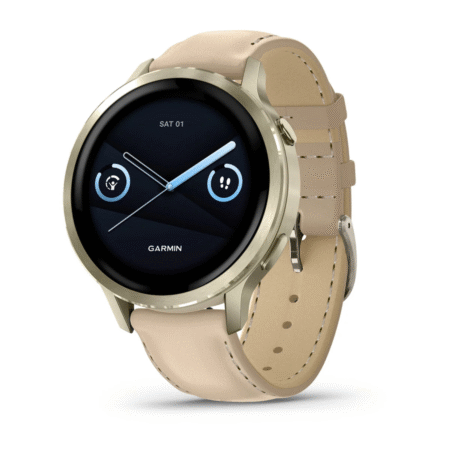 Garmin® Venu® 4 41mm Smartwatch-Lunar Gold with Bone Silicone Band & Light Sand Leather Band