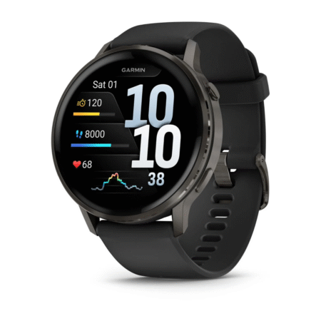 Garmin® Venu® 4 45mm Smartwatch-Slate with Black Silicone Band