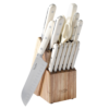 Martha Stewart Eastwalk 14 Piece Acacia Wood Block Stainless Steel Cutlery Set - Linen