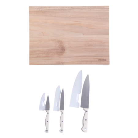 Martha Stewart Keswick 4 Piece Cutlery with Sheath & Wood Board