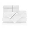 Cuddle Down Hotel 300TC 4-Piece Sheet Set - White/Stone-Queen