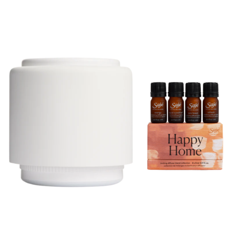 Saje Natural Wellness Aroma Halo Cool Mist Diffuser&Happy Home Inviting Diffuser Collection