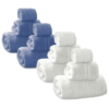 Cuddle Down Portofino 100% Cotton Towel Set of 12 - White & Twilight