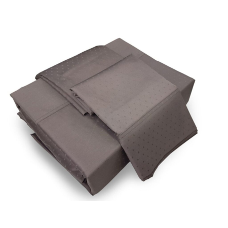 Athena 400TC Cotton Swiss Dot Pattern Queen Sheet Set - Grey