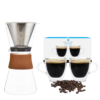 Grosche Amsterdam Glass Pour Over 28.7oz. Coffee Maker & Turin Double Wall Set of 2 Espresso Glass Cups