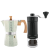 Grosche Milano Stone Mint 6 Cup Stovetop Espresso Maker & Tokio Manual Coffee Grinder