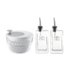 Guzzini Spin & Store Salad Spinner/Server & Luigi Bormioli Olive Oil & Vinegar Set - White