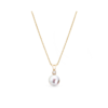 Nishi Pearls Mini Diamond Necklace - 6mm White Freshwater Pearl, 14kt Yellow Gold