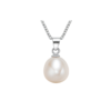 Nishi Pearls Drop Pearl Necklace - 9mm White Freshwater Pearl, Sterling Silver