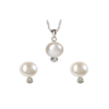 Nishi Pearls Pearl & Swarovski Bezel Set - 9mm White Freshwater Pearl, Sterling Silver