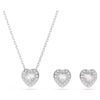 Swarovski x Ariana Grande Rhodium Plated Mixed Cuts Heart Pendant & Earring Set - White