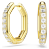Swarovski 18K Gold Finish Round Cut Medium Dextera Octagon Hoop Earrings - White