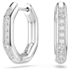 Swarovski Rodium Plated Round Cut Small Dextera Octagon Hoop Earrings - White