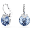 Swarovski Rhodium Plated Round Cut Bella V Drop Earrings - Blue